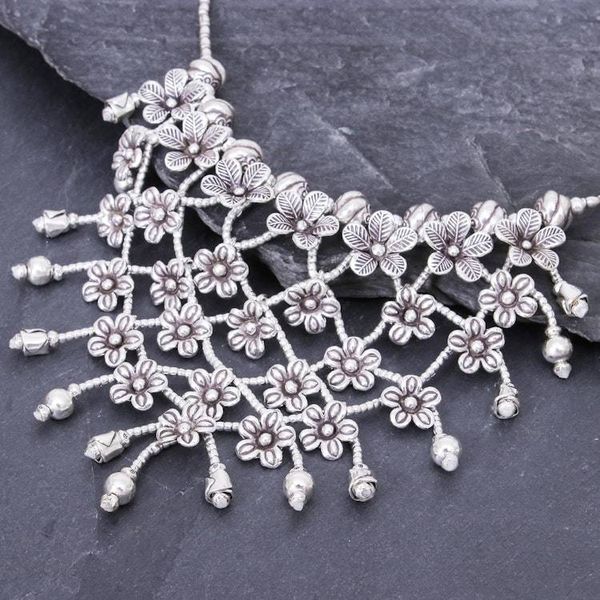 Alternate image for Stunning Floral 950 Silver Collar Necklace Floral Net
