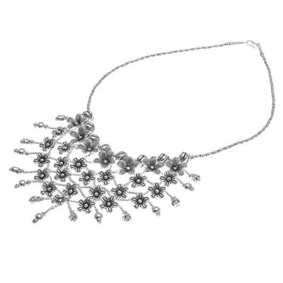 Alternate image for Stunning Floral 950 Silver Collar Necklace Floral Net