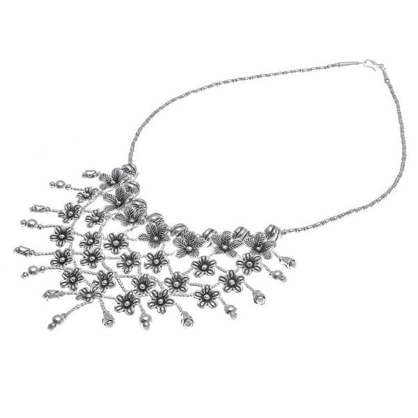 Alternate image for Stunning Floral 950 Silver Collar Necklace Floral Net