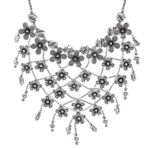 Alternate image for Stunning Floral 950 Silver Collar Necklace Floral Net