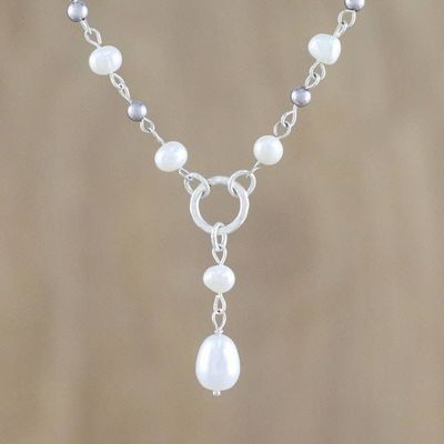 Alternate image for Cultured Pearl Station Pendant Necklace from Thailand Perfect Glow
