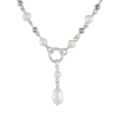 Alternate image for Cultured Pearl Station Pendant Necklace from Thailand Perfect Glow
