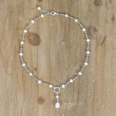 Alternate image for Cultured Pearl Station Pendant Necklace from Thailand Perfect Glow