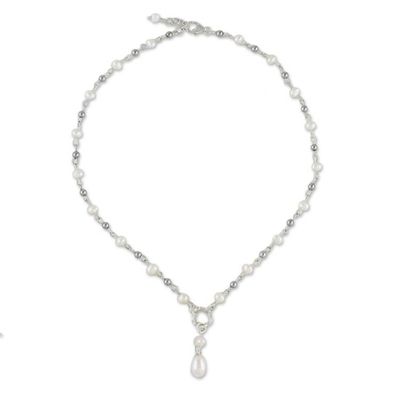 Alternate image for Cultured Pearl Station Pendant Necklace from Thailand Perfect Glow