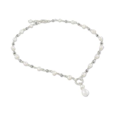 Alternate image for Cultured Pearl Station Pendant Necklace from Thailand Perfect Glow