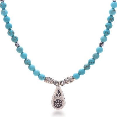 Alternate image for Hill Tribe Karen Silver and Hematite Pendant Necklace Silver Ocean