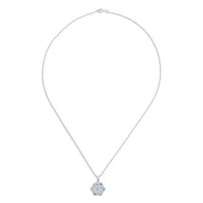 Alternate image for Multi-Gemstone Silver Chakra Floral Pendant Necklace Rainbow Flora