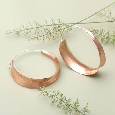 Primary image for Hammered 18k Rose Gold-Plated Copper Hoop Earrings from Bali Sweet Hula Hoop