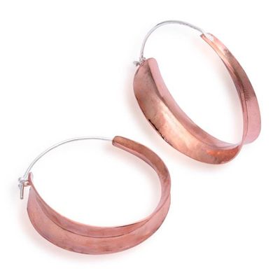 Alternate image for Hammered 18k Rose Gold-Plated Copper Hoop Earrings from Bali Sweet Hula Hoop