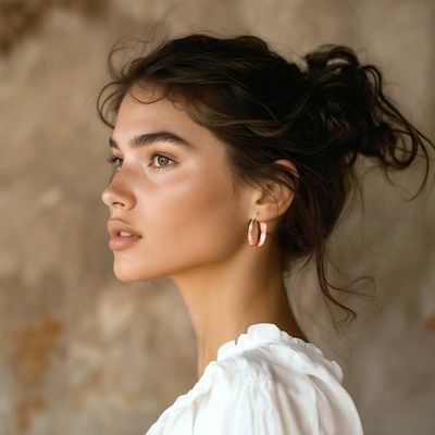 Alternate image for Hammered 18k Rose Gold-Plated Copper Hoop Earrings from Bali Sweet Hula Hoop