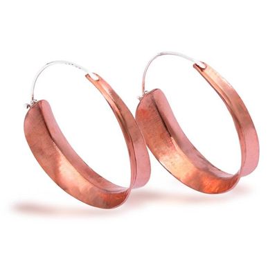 Alternate image for Hammered 18k Rose Gold-Plated Copper Hoop Earrings from Bali Sweet Hula Hoop