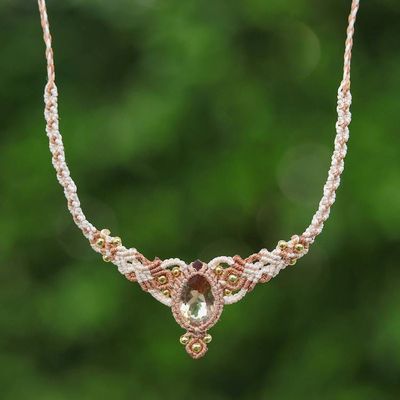 Primary image for 10-Carat Amethyst Quartz Adjustable Macrame Pendant Necklace Stunning Flair