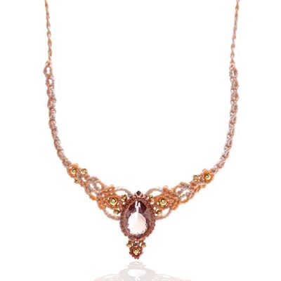 Alternate image for 10-Carat Amethyst Quartz Adjustable Macrame Pendant Necklace Stunning Flair
