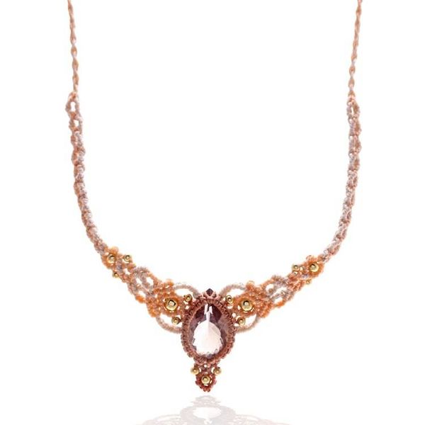 Alternate image for 10-Carat Amethyst Quartz Adjustable Macrame Pendant Necklace Stunning Flair