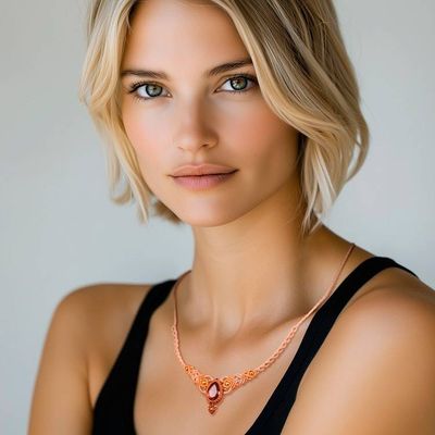 Alternate image for 10-Carat Amethyst Quartz Adjustable Macrame Pendant Necklace Stunning Flair