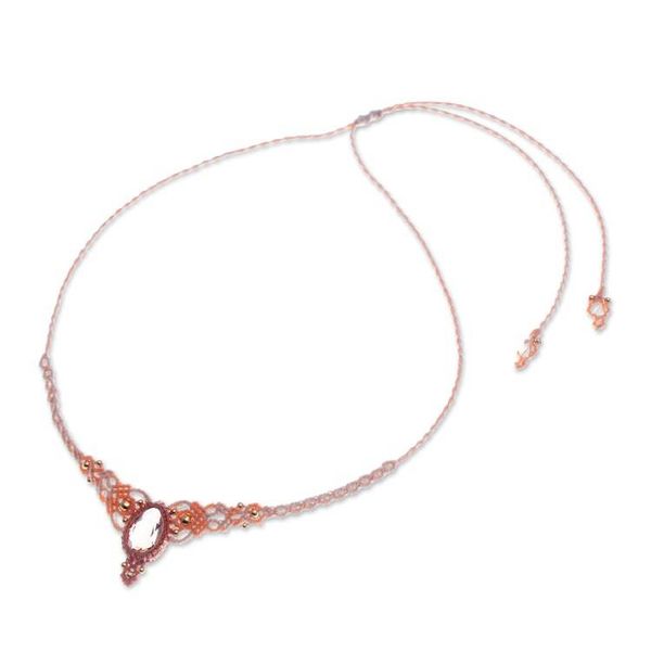 Alternate image for 10-Carat Amethyst Quartz Adjustable Macrame Pendant Necklace Stunning Flair