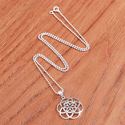 Alternate image for Openwork Multi-Gemstone Chakra Floral Pendant Necklace Colorful Bloom