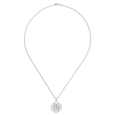 Alternate image for Openwork Multi-Gemstone Chakra Floral Pendant Necklace Colorful Bloom