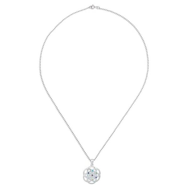 Alternate image for Openwork Multi-Gemstone Chakra Floral Pendant Necklace Colorful Bloom