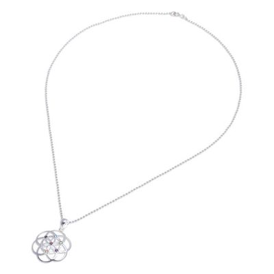 Alternate image for Openwork Multi-Gemstone Chakra Floral Pendant Necklace Colorful Bloom