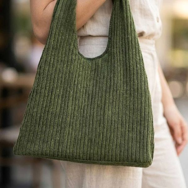 Alternate image for Bohemian-Inspired Moss Green Pintucked Cotton Shoulder Bag Thai Texture in Green