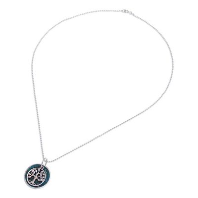 Alternate image for Reconstituted Turquoise Silver Tree of Life Pendant Necklace Chic Tree of Life