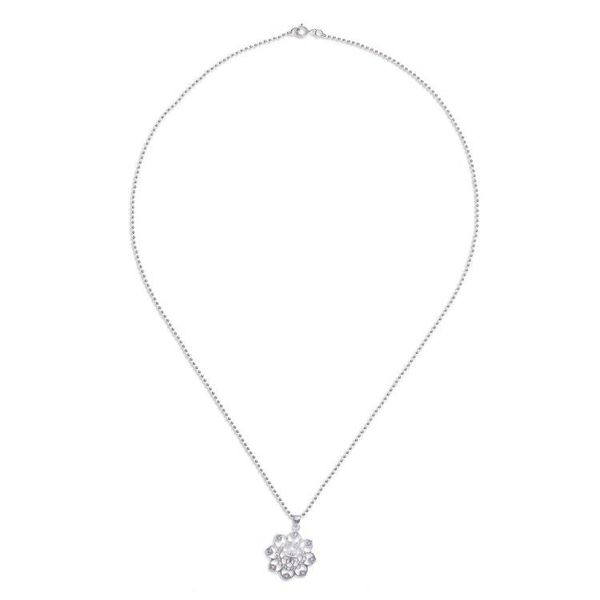 Alternate image for Openwork Amethyst Silver Chakra Floral Pendant Necklace Purple Petals