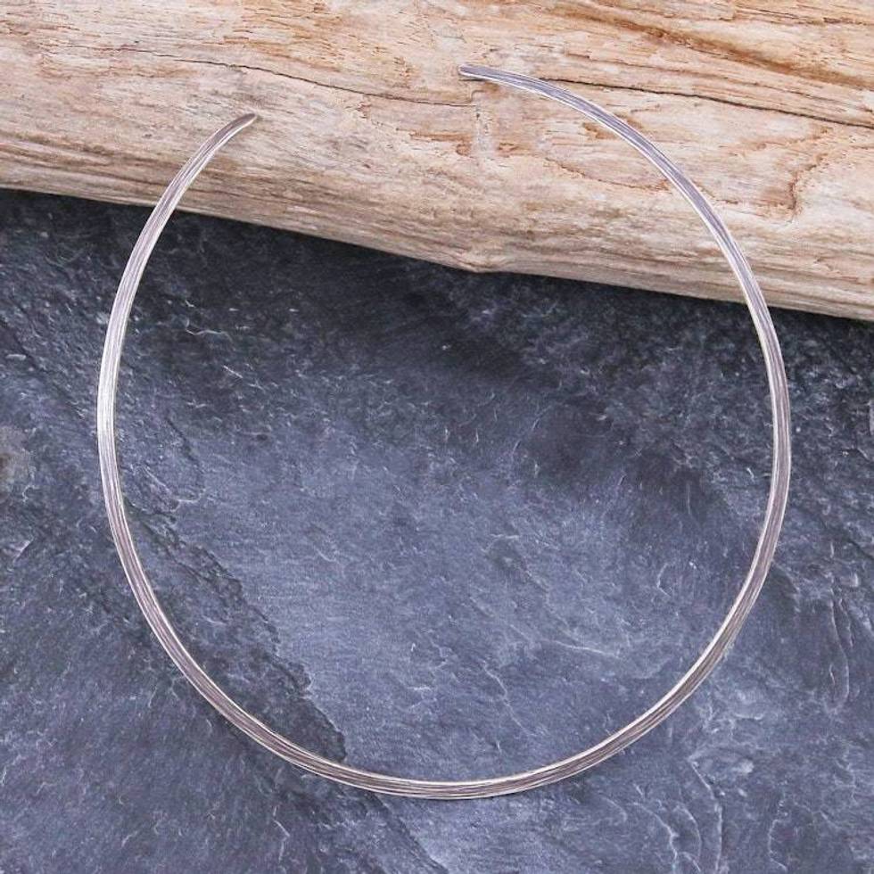 Handmade Sterling Silver Collar Necklace from Thailand 'Calm Mind'