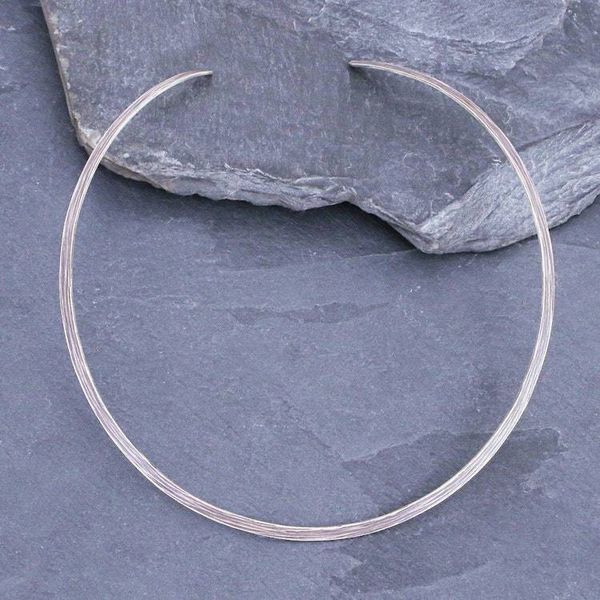 Alternate image for Handmade Sterling Silver Collar Necklace from Thailand Calm Mind
