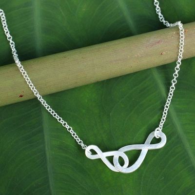 Primary image for Brushed Sterling Silver Necklace with Infinity Symbols Into Infinity