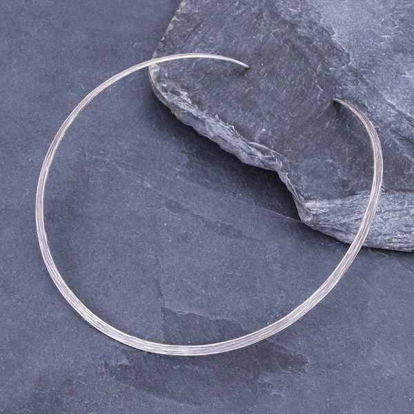 Alternate image for Handmade Sterling Silver Collar Necklace from Thailand Calm Mind