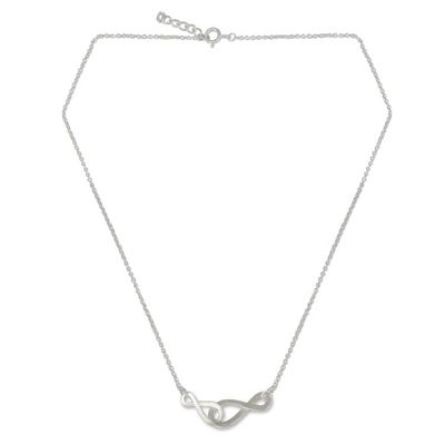 Alternate image for Brushed Sterling Silver Necklace with Infinity Symbols Into Infinity