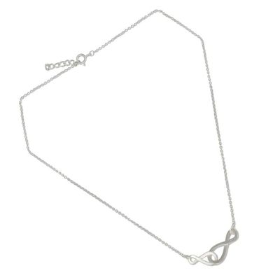 Alternate image for Brushed Sterling Silver Necklace with Infinity Symbols Into Infinity