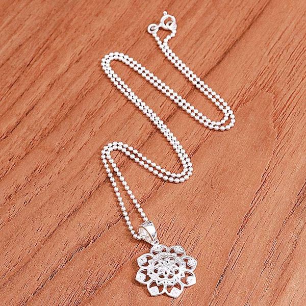 Alternate image for Openwork Cubic Zirconia Chakra Floral Pendant Necklace Shimmering Petals