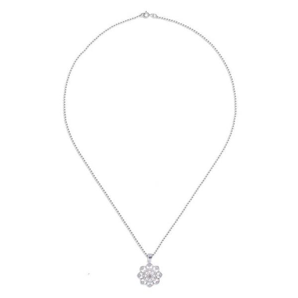 Alternate image for Openwork Cubic Zirconia Chakra Floral Pendant Necklace Shimmering Petals