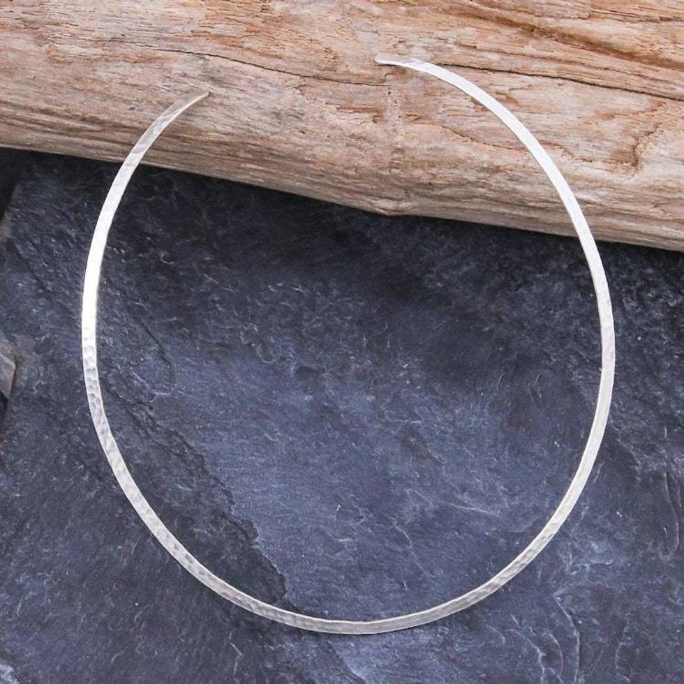 Hand Crafted Hammered Sterling Silver Collar from Thailand 'Adventure Time'