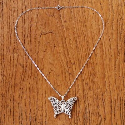 Alternate image for Sterling Silver Pendant Necklace Butterfly Beauty