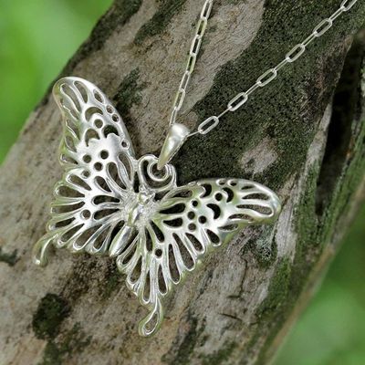 Alternate image for Sterling Silver Pendant Necklace Butterfly Beauty
