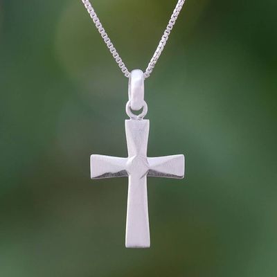 Alternate image for Sterling Silver Cross Pendant Necklace from Thailand Profession of Faith