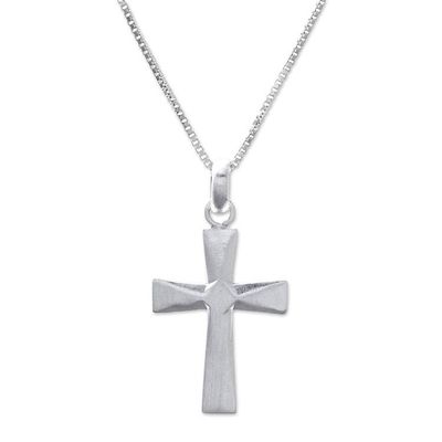 Alternate image for Sterling Silver Cross Pendant Necklace from Thailand Profession of Faith