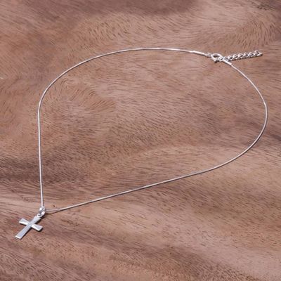 Alternate image for Sterling Silver Cross Pendant Necklace from Thailand Profession of Faith