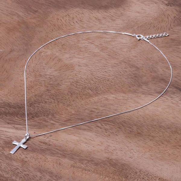 Alternate image for Sterling Silver Cross Pendant Necklace from Thailand Profession of Faith