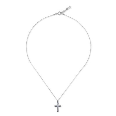 Alternate image for Sterling Silver Cross Pendant Necklace from Thailand Profession of Faith