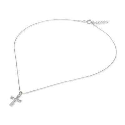 Alternate image for Sterling Silver Cross Pendant Necklace from Thailand Profession of Faith