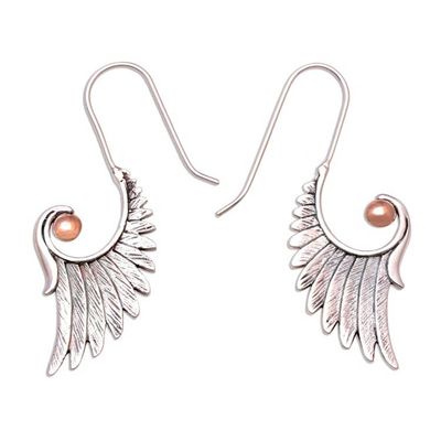 Alternate image for Gold Accented Sterling Silver Wing Drop Earrings from Bali Secret Flight