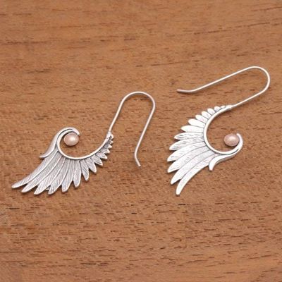 Alternate image for Gold Accented Sterling Silver Wing Drop Earrings from Bali Secret Flight