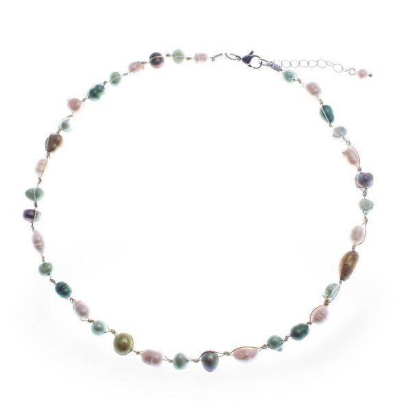 Alternate image for Beaded Necklace with Peacock Green and White Cultured Pearls Lush Elegance