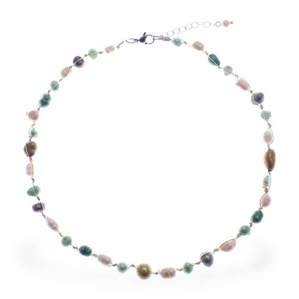 Alternate image for Beaded Necklace with Peacock Green and White Cultured Pearls Lush Elegance