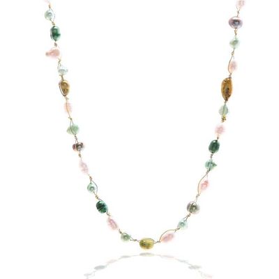 Alternate image for Beaded Necklace with Peacock Green and White Cultured Pearls Lush Elegance