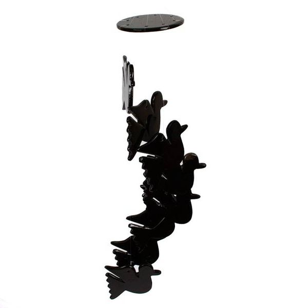 Alternate image for Whimsical Hand-Carved Natural Black Onyx Dove-Themed Mobile Feathers to Midnight